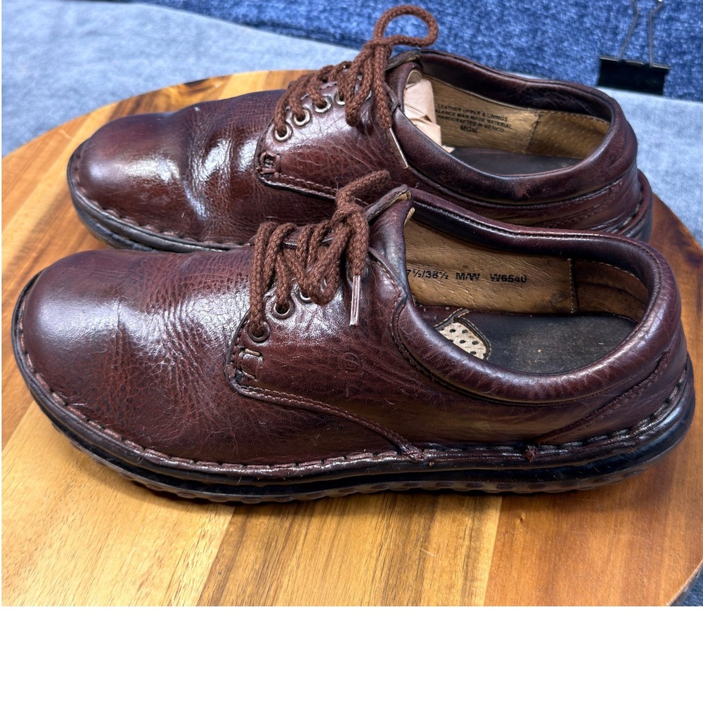 Born Oxford Womens 7.5 Brown Leather Lace Up W6540 Handcrafted Comfort Shoes